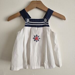 Vintage 80s Nautical Sailor Sundress – Baby Girl Size 2T – Made in USA – EUC